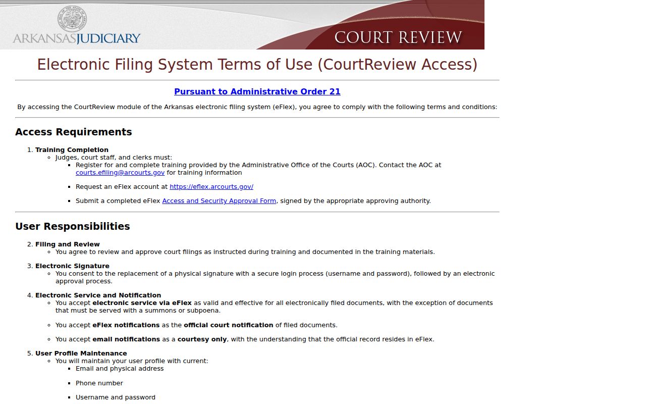 Poinsett County court case records eFlex terms and support information