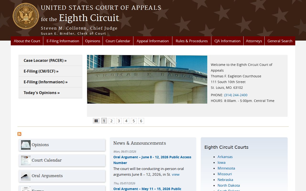 Eighth Circuit federal appeal docket for Poinsett County cases