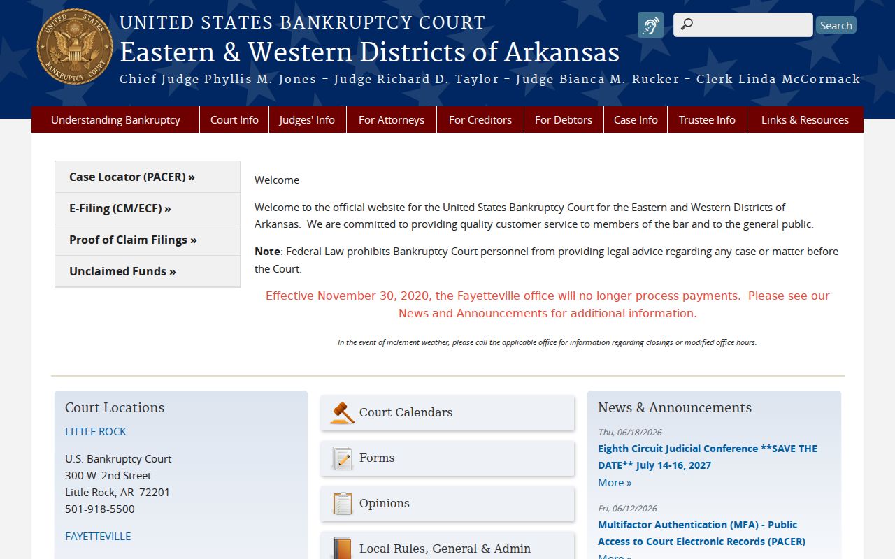 Tyronza court records Arkansas federal bankruptcy court