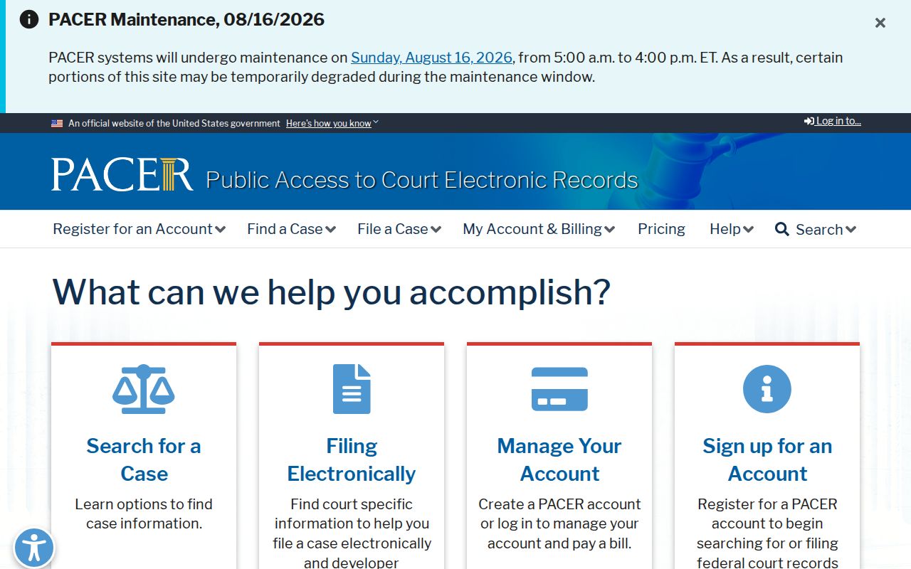 Tyronza court records federal PACER routing